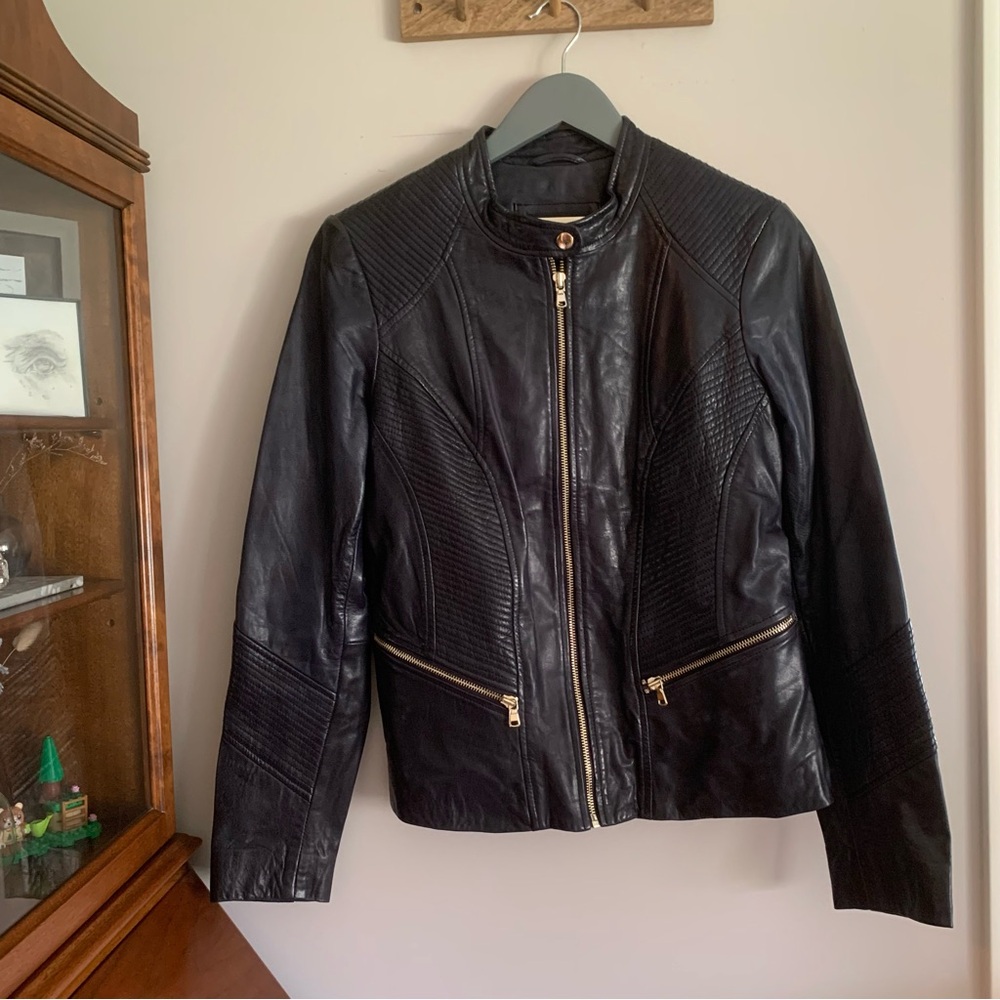 Danier Genuine Leather Black Moto Jacket